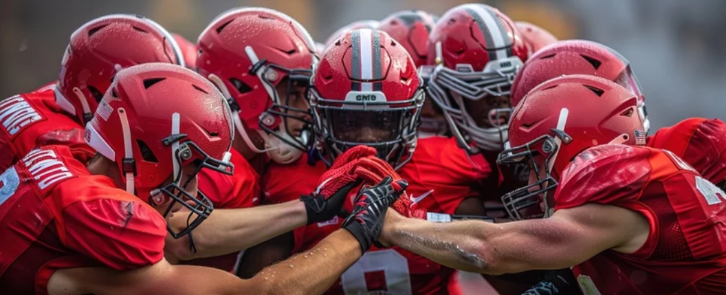 Football team huddle