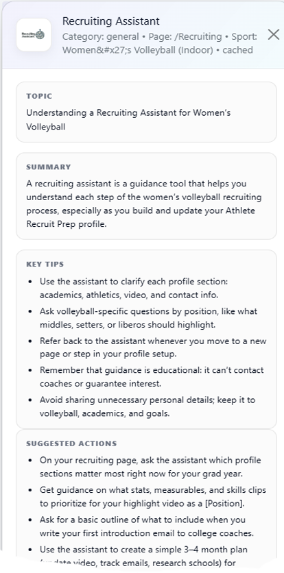 Recruiting Assistant AI response on mobile